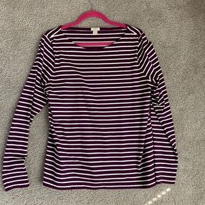 J.Crew Factory Striped Long Sleeve Knit Top
